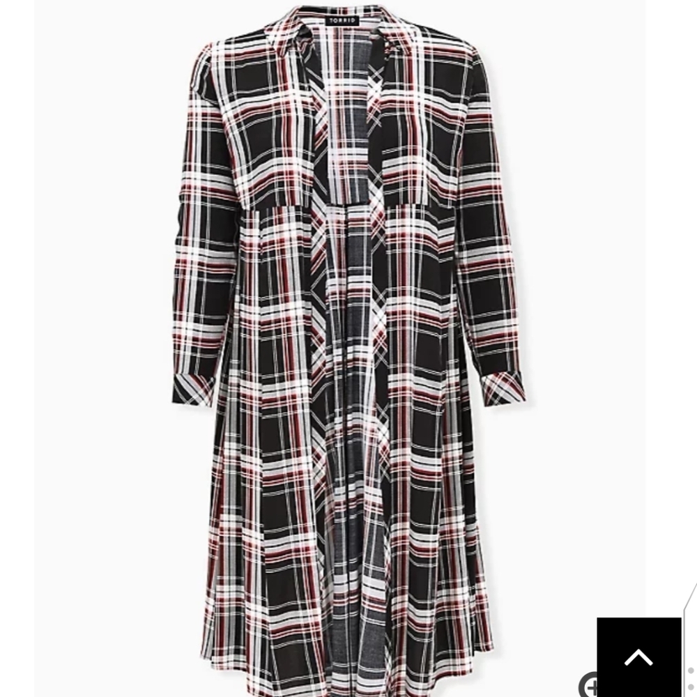 🆕3X BLACK PLAID CHALLIS DUSTER SHIRT KIMONO